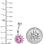 Pink Gem Rococo Flower Belly Ring