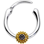 16G 3/8 Textured Yellow Sunflower Cartilage Clicker