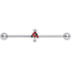 14G Clear Red Green Gem Christmas Tree Industrial Barbell 38mm