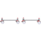 14G 5/8 Pearlescent Orb Snowman Christmas Barbell Nipple Ring Set