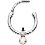 16G 3/8 Aurora Gem Winter Snowman Christmas Hinged Segment Ring