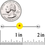 14G Yellow Gem Yellow Sunflower Industrial Barbell 38mm