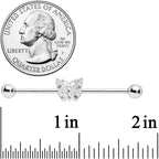 14G Clear Gem Butterfly Industrial Barbell 38mm