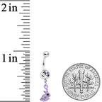 Clear Gem Purple Easter Bunny Dangle Belly Ring