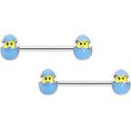 14G 9/16 Blue Easter Egg Chick Barbell Nipple Ring Set
