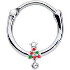 16G 3/8 Clear Red Green Gem  Christmas Tree Cartilage Clicker