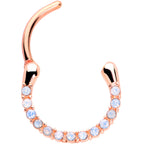 16G 3/8 Aurora Gem Rose Gold Tone Paved Cartilage Clicker