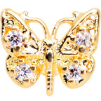 16G 5/16 Clear Gem Gold Tone Butterfly Labret Monroe Tragus