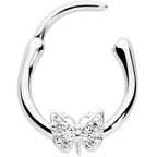 16G 3/8 Clear Gem Butterfly Cartilage Clicker