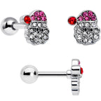 16G 1/4 Clear Red Gem Santa Christmas Cartilage Tragus Set of 3