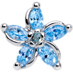 16G 1/4 Aqua Gem Pretty Petals Flower Cartilage Tragus Earring