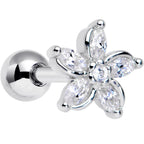 16G 1/4 Clear Gem Pretty Petals Flower Cartilage Tragus Earring