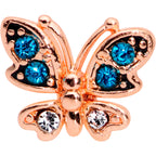 16G 5/16 Clear CZ Gem Rose Gold Tone Butterfly Labret Tragus