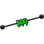 14G Black Green Spooky Boo Halloween Industrial Barbell 38mm