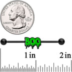 14G Black Green Spooky Boo Halloween Industrial Barbell 38mm