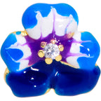 16G 5/16 Clear CZ Gem Gold Tone Blue Spring Flower Labret Monroe
