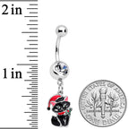 Santa Claus Black Cat Christmas Dangle Belly Ring