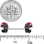 14G 9/16 Santa Claus Cat Christmas  Barbell Nipple Ring Set
