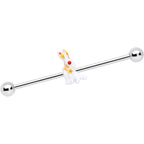 14G Red Gem White Easter Bunny Industrial Barbell 38mm
