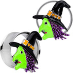 Orange Gem Green Witch Halloween Double Flare Tunnel Plug Set