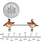 14G 9/16 Pumpkin Witch Ghost Halloween Barbell Nipple Ring Set