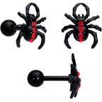 16G 20G Red Spider Halloween Cartilage Labret Nose Set of 3