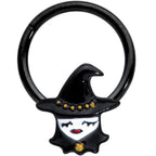 16G 3/8 Black Goth Witch Halloween Hinged Segment Ring