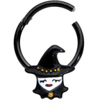 16G 3/8 Black Goth Witch Halloween Hinged Segment Ring
