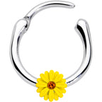 16G 3/8 Yellow Gem Yellow Sunflower Cartilage Clicker