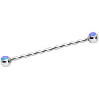 14G Purple Faux Opal Ball Ends Industrial Barbell 35mm