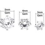 20G Clear CZ Gem 3mm to 5mm Post Stud Earring Set of 3