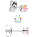 20G Aurora CZ Gem 3mm to 5mm Post Stud Earring Set of 3