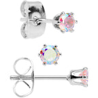 20G Aurora CZ Gem 3mm to 5mm Post Stud Earring Set of 3
