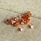 20G Clear CZ Gem Rose Gold Tone Post Stud Earring Set of 3