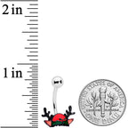 Red Reindeer Antler Hat Christmas Belly Ring