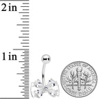 Clear CZ Gem Beauty Bow Belly Ring