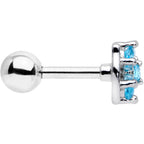 16G 1/4 Aqua CZ Gem Beauty Bow Cartilage Tragus Earring