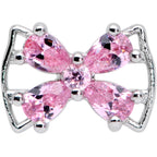 16G 1/4 Pink CZ Gem Beauty Bow Cartilage Tragus Earring