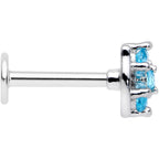 16G 5/16 Aqua CZ Gem Beauty Bow Labret Monroe Tragus
