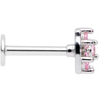16G 5/16 Pink CZ Gem Beauty Bow Labret Monroe Tragus