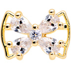 16G 5/16 Clear CZ Gem Gold Tone Beauty Bow Labret Monroe Tragus