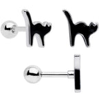 16G 1/4 Gold Tone Black Cat Halloween Cartilage Tragus Set of 3