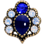 16G 5/16 Clear Blue Gem Gold Tone Heirloom Teardrop Labret Monroe