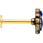 16G 5/16 Clear Blue Gem Gold Tone Heirloom Teardrop Labret Monroe