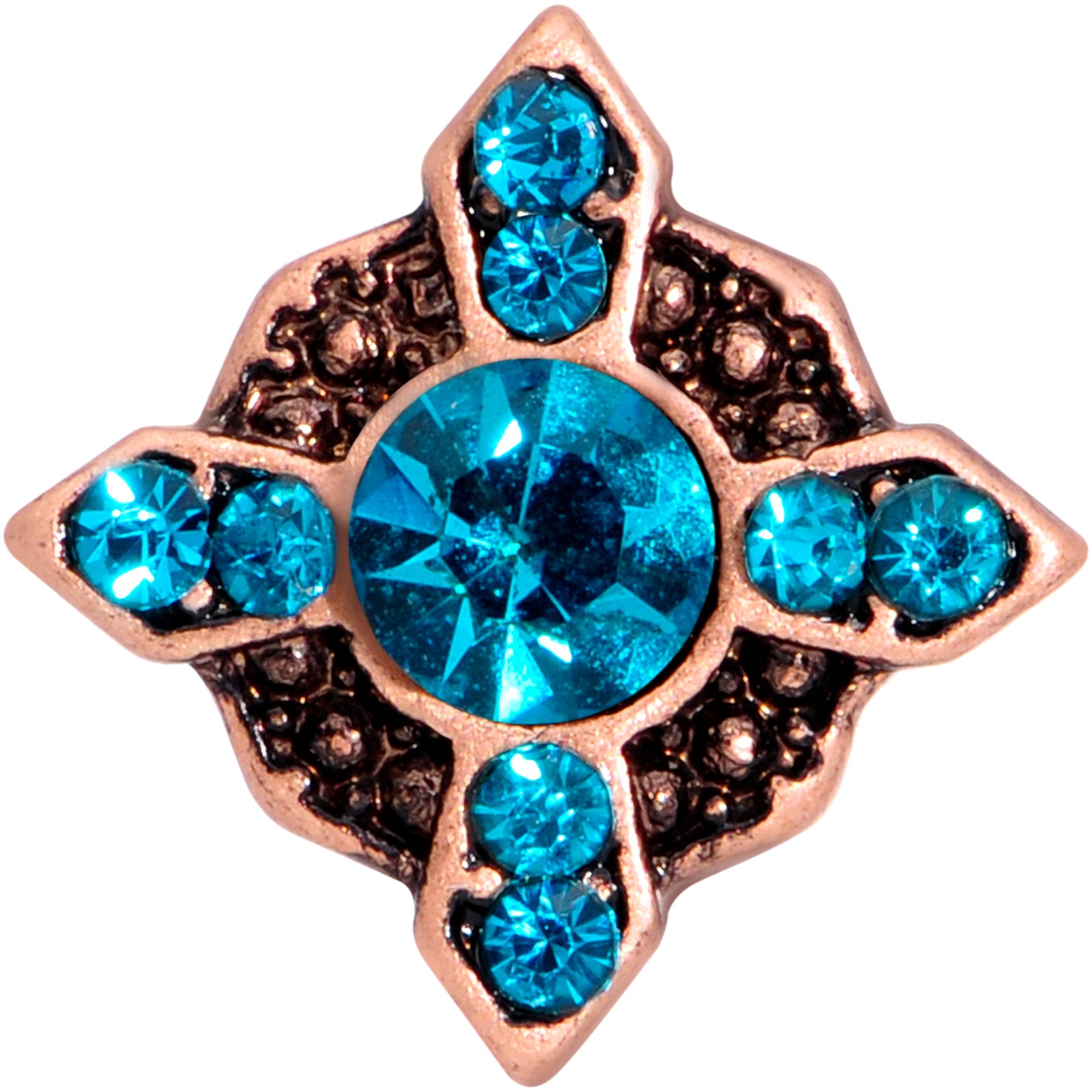 16G 6/15 Aqua Gem Rose Gold Tone Renaissance Labret Monroe Tragus