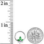 16G 3/8 Clear Green Gem Pot Leaf Hinged Segment Ring