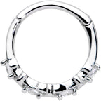 16G 3/8 Clear CZ Gem Little Hearts Valentine Hinged Segment Ring