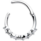 16G 3/8 Clear CZ Gem Little Hearts Valentine Hinged Segment Ring