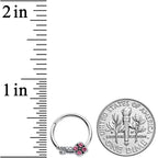 16G 3/8 Pink Gem Open Key Hinged Segment Ring