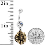 Clear Gem Sunflower Secret You Are My Sunshine Dangle Belly Ring